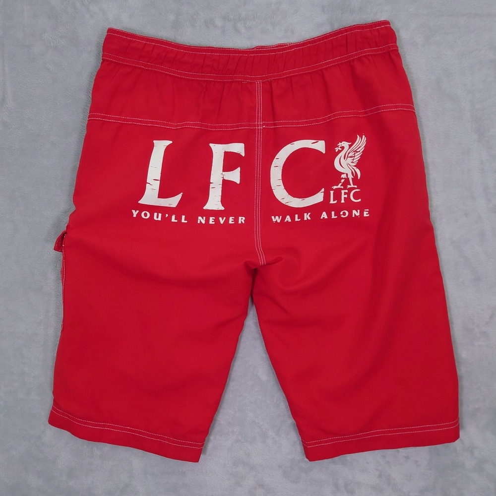 Vintage Y2K Liverpool FC Swimsuit Red Soccer Trunks LFC Cargo Shorts Mens S
